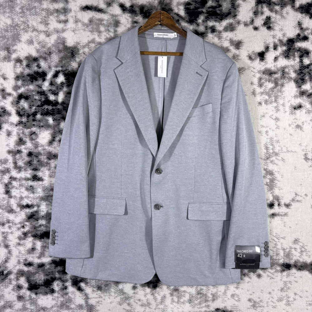 New Banana Republic‎ Blazer Mens Size 42R Gray unconstructed Tailored Fit Career